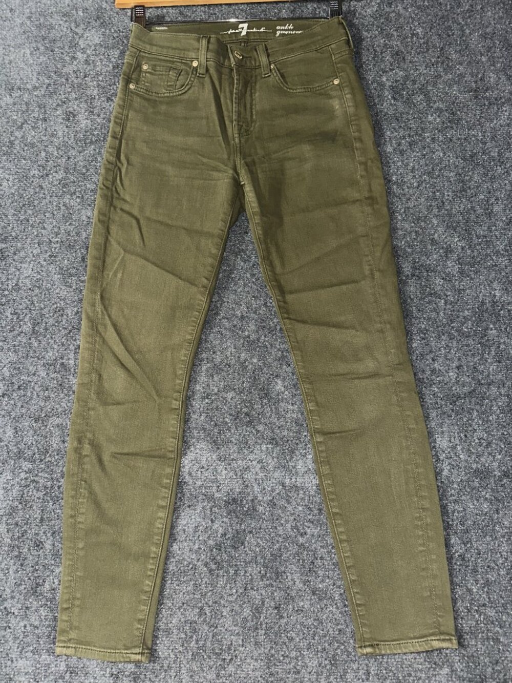 7 For All Mankind Jeans Womens 26 Ankle Gwenevere Green Cotton Stretch Pockets